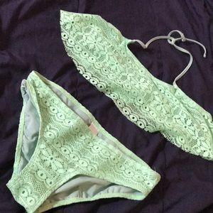 mint green two piece swimsuit